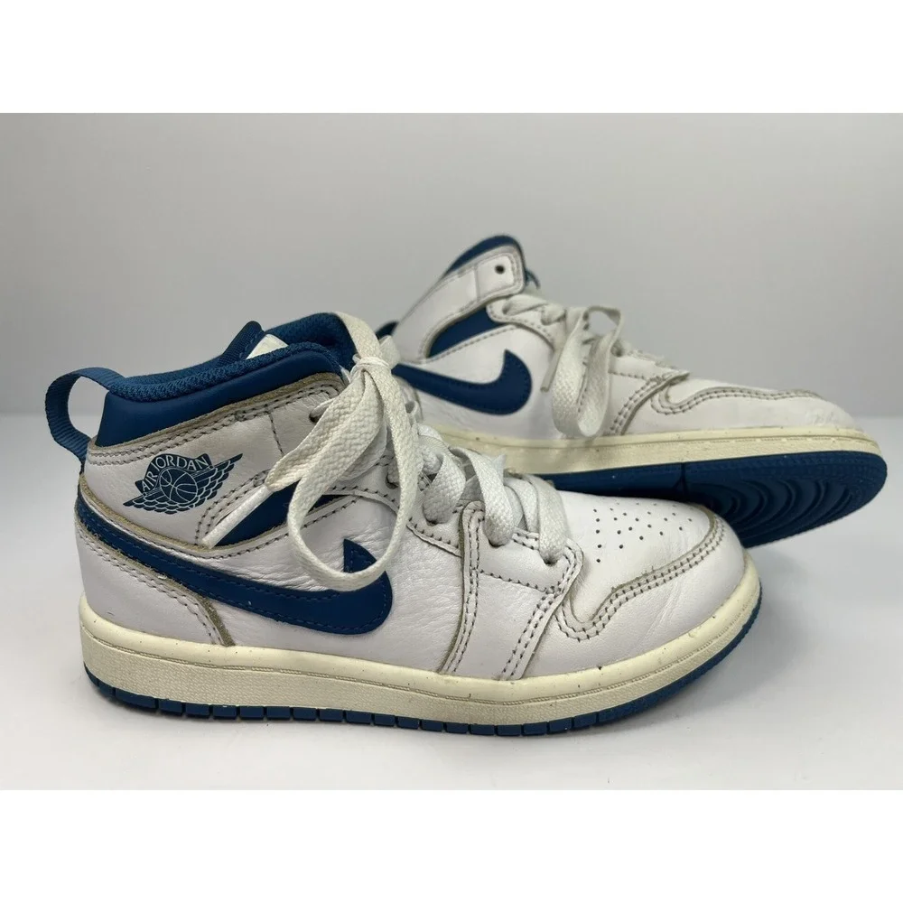 Jordan 1 Mid SE White / Industrial Blue-Sail Kid's Size 12.5C Shoes FN7493-141